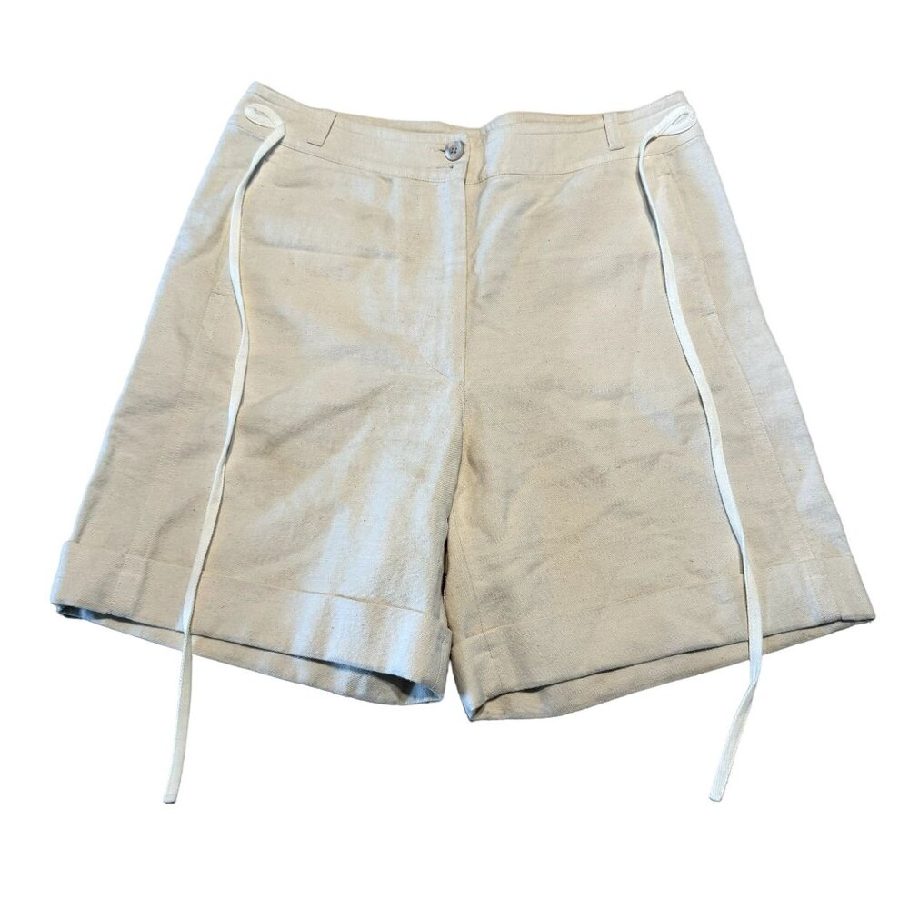 Dries Van Noten Cream High-Waist Linen Shorts